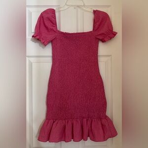 Zara Fuchsia Puff Sleeve Mini Dress
